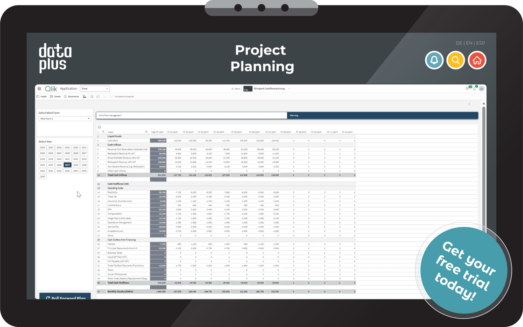 data+ Project Planning — Zeiterfassung und Projektcontrolling in Qlik
